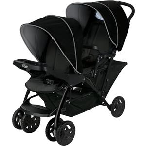 Graco - Stadium Duo passeggino gemellare maneggevole, dalla nascita fino a 3 anni circa (max. 15 kg), colore Black&Grey, compatibile con seggiolini auto i-Size SnugEssentials o SnugRide i-Size