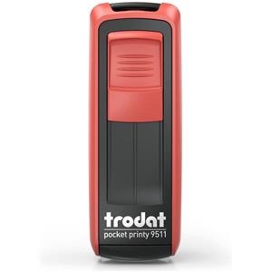 Trodat Pocket Printy 9511 - Timbro Tascabile Autoinchiostrante 38x14 mm Nero/Rosso, Personalizzabile con 4 Righe