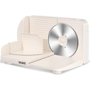 YASHE Affettatrice Elettrica Da Casa Pieghevole, 180W Con Lama Seghettata Da 17 Cm, Spessore Regolabile 0-15 Mm, Facile Da Pulire E Design Sicuro Per Carne, Formaggio, Pane, Verdure