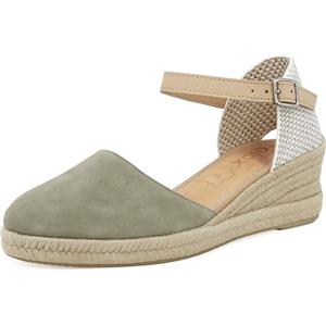 JOMIX Sandali Espadrillas Donna con Zeppa Scarpe Estive Punta Chiusa in Vera Pelle Cinturino Regolabile Eleganti e Comode ES2506 Verde Khaki 39