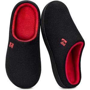 RockDove Bicolore Pantofola da Uomo in Memory Foam, 48 EU, Nero e Rosso