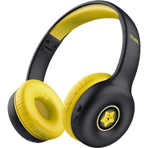 Trust Nouna Cuffie Bluetooth per Bambini 4-10 Anni con Limitazione del Volume (85dB), Cuffie On Ear Pieghevoli con Microfono e Adesivi, Cuffie Wireless, 15h di Riproduzione per Musica, Nero