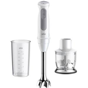 Braun MultiQuick 5 MQ50.201M, Minipimer con 5 ANNI DI ASSISTENZA, Tecnologia PowerBell Plus, Asta in Acciaio Inox, Tritatutto 350ml e Bicchiere 600ml, 1000W, nuovo modello, Bianco