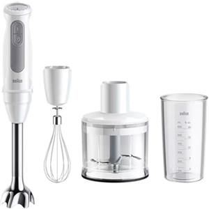 Braun MultiQuick 5 MQ50.236M, Minipimer con Tecnologia PowerBell Plus, 21 Velocità+Turbo, Sistema EasyClick per Accessori, Tritatutto 500ml, Frusta in Acciaio Inox e Bicchiere 600ml, 1000W, Bianco