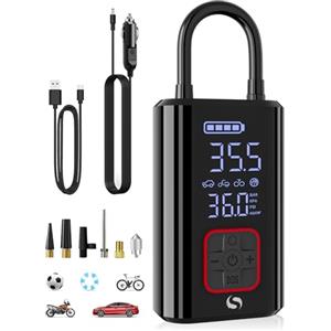 SERVOMASTER Compressore Aria Portatile Auto, 150PSI con Batteria Ricaricabile, Mini Compressore Portatile 12V DC, Gonfiatore Elettrico Portatile per Auto, Bici, Moto, Pallone