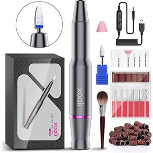 Xoali Fresa per Unghie, 25000RPM Lima Elettrica per Unghie 12 in 1, Fresa per Unghie Professionale Portatile, con Punta in Ceramica, Velocità Regolabile, Manicure e Pedicure Kit per Semipermanente Gel