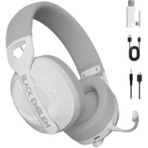 Black Emblem X2 Cuffia Gaming Senza Fili 2.4ghz - 3 Modalità Di Connessione Per Pc, Ps5, Ps4 Con Audio Senza Perdite Tramite Usb - Cuffia Con Microfono Rimovibile Per Iphone 16, Telefoni Android