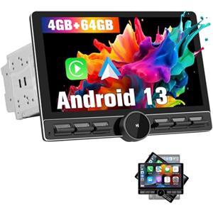 Hexinex Universale Autoradio 2 DIN Touchscreen IPS da 10,6 pollici con luce dei pulsanti Android 13 Radio con Wireless CarPlay Android Auto GPS FM RDS BT (4+64GB)