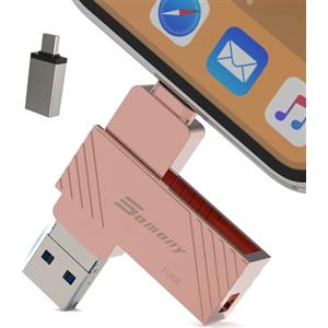 Somony Chiavetta usb 512gb,Pen drive usb c,Chiavetta usb per smartphone,4 in 1 Metallo Pennetta Memoria Stick per PC,Laptop,Smartphone,USB 3.0 Photo Stick for Phone (Rosa, 512GB)