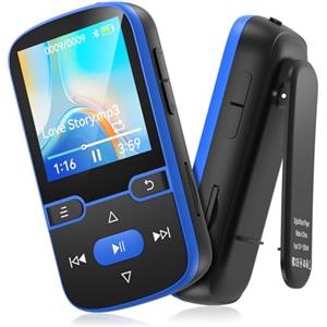 PINHUI 64 GB Lettore MP3 Bluetooth 5.3, lettore musicale per bambini portatile con radio FM, contapassi, registratore vocale, riproduzione casuale e ripetizione, pesa solo 28 g, scheda TF fino a 128 GB