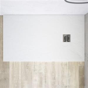 Parama Piatto Doccia in Marmoresina Bianco Antiscivolo Effetto Pietra con Griglia Copripiletta h3cm (Bianco, 70x90)