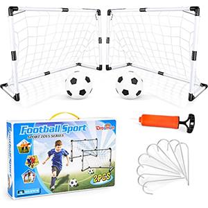 Dreamon Set di 2 Porte da Calcio per Bambini con Palla e Pompa, Porta da Calcio da Giardino Giocattolo Sportivo per Esterni Indoor Regalo di Natale per Bambini, Giochi Bambina 3 5 6 7 anni