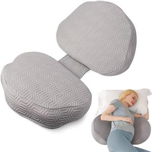 Chilling Home Cuscino Gravidanza, per Dormire in Memory Foam, per Pancia, Schiena, Cuscino per il Corpo Regolabile e Portatile, per Chi Dorme sul Fianco (Grigio)