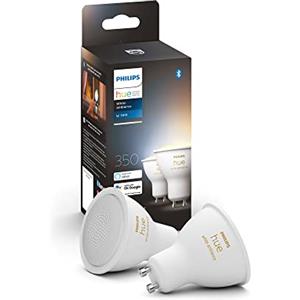 Philips Hue White Ambiance Faretti LED, Bluetooh, Controllo Vocale Dimmerabile, GU10, 6 W, 2 Pezzi