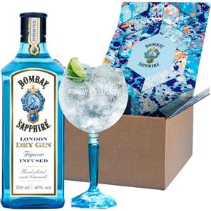 Bombay Sapphire Cocktail Gin Set in confezione regalo, Vol. 40%, 70 cl / 700 ml e bicchiere Balloon da gin, include Bombay Sapphire Premium Distilled London Dry Gin
