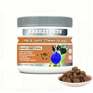 KreezyPets Integratore Articolazioni Naturale per Cani - 120 Compresse Masticabili con Glucosamina, Condroitina, MSM & Artiglio del Diavolo - Supporto per Mobilità Sana e Ossa Forti - 300g