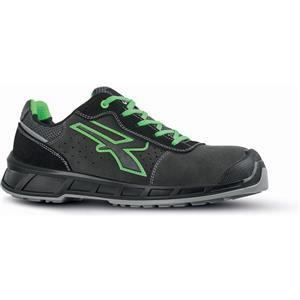 U-Power Scarpe Antinfortunistiche Taylor S1P - Pelle Scamosciata Traforata - Taglia 40 - Nero/Verde