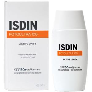 ISDIN FotoUltra Active Unify Fluido Viso SPF 50 50ml - Schiarente e Uniformante per l'Incarnato