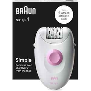 Braun Silk-épil 1 1-010 Epilatore Elettrico Donna, Epilatore Con Cavo Per Epilazione, Pelle Liscia Per Settimane, Depilatore Donna Idea Regalo, 1-010 Bianco/Rosa