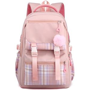 Generic Zaino Scolastico per le Ragazze Dei Ragazzi Boys Schoolbag Del Liceo Zaini per Bambini a Quadri Primari Borsa per la Scuola Elementare per Ragazze Adolescenti (rosa)