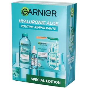 Garnier Hyaluronic Aloe Coffret - Set Routine Rimpolpante con Acqua Micellare, Siero e Maschera in Tessuto
