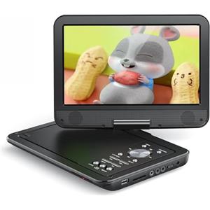 YOTON Lettore DVD Portatile 12,5 con Schermo Girevole HD da 10,5 per Auto e Bambini, con Caricatore per Auto, Supporta 6 Ore di Batteria Integrata e USB/scheda SD/sincronizzazione TV，Nero