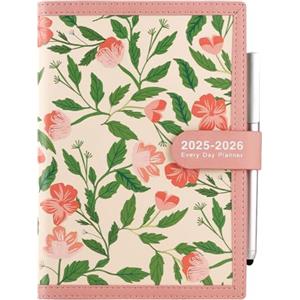 Mljtoyo Agenda accademica 2025-2026, formato A5 una pagina al giorno,copertina morbida,agenda giornaliera da luglio 2025 a giugno 2026 con penna, adesivi, tasca posteriore, 3 segnalibri