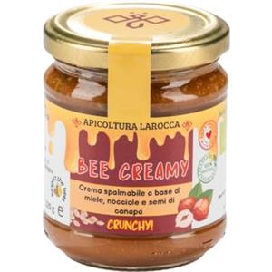 Apicoltura Larocca BEE CREAMY CRUNCHY BIO, crema spalmabile a base di miele, nocciole e semi di canapa, PRODOTTO ARTIGIANALE SENZA ZUCCHERO, 100% ITALIANO, 220g