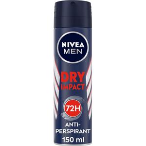 Nivea Men Dry Impact Deodorante Spray 150ml - Antitraspirante con protezione fino a 72 ore