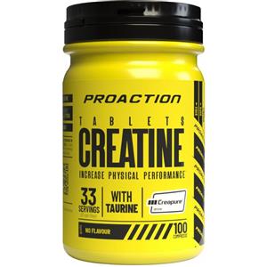 ProAction Gold Creatine - Integratore di Creatina Monoidrato con Taurina in Compresse, 100 unità