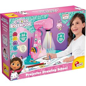 Liscianigiochi Gabby's Dollhouse Projector Drawing School - Proiettore LED con 4 dischetti, pennarelli e fogli per bambini dai 4 anni