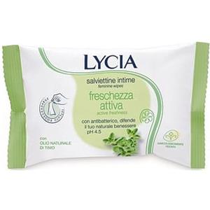 Lycia Salviettine Intime Freschezza Attiva - pH 4.5, Antibatterico, Estratto di Menta, 12 Pezzi