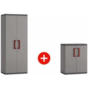 Keter Set 2 armadi Quadra alto e basso grigio