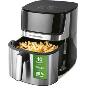 GOURMETmaxx Friggitrice ad aria calda digitale 4 in 1, potente Airfryer 2200 W, frittura a basso contenuto di grassi + risparmio energetico con display touch e funzione timer, 7,5 l, con 10 programmi
