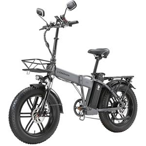 KIMDYMA A20/B20 Bici Elettrica Pieghevole 250W | 20 × 4.0 Fat Tire E-Bike Adulto | Doppia Batteria: 48V 18AH o 48V 15AH | Fino a 100KM di Autonomia | Sospensione anteriore | 7 Velocità (grey)