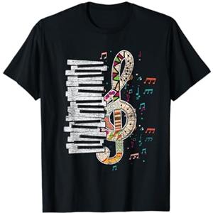 Shirt Musica Pianoforte Regalo Tastiera Musicale Chiave Di Violino Pianoforte Maglietta