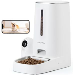 FUKUMARU Distributore Automatico Cibo Gatti con Telecamera HD 1080P, 4L, Mangiatoia per Cani con Video e Visione Notturna,Controllo tramite APP WiFi 5G e 2.4G,Audio Bidirezionale,Sensore Cibo Basso.
