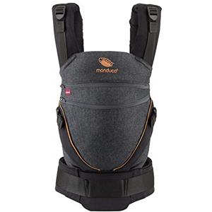 manduca XT - Marsupio Neonato 0-36 mesi - Seduta regolabile, da neonato a bambino - Fionda in cotone biologico con 3 opzioni di trasporto,Denimblack-toffee