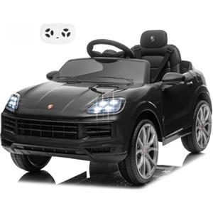 Mondial Toys Porsche Cayenne Macchina Elettrica per Bambini 12V con Telecomando Cintura a 3 Punti Fari a Led Bluetooth Auto Elettrica Full Optional Nero