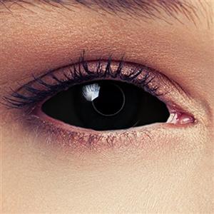 DESIGNLENSES, Lenti colorate completamente nere, senza gradazione, 1 paio (2 pezzi), Lenti da 22 mm che coprono l'intero occhio + custodia per lenti Black Witch