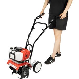 KigerNee 52CC Motozappa a benzina a 2 tempi, motore a benzina, zappa da giardino, larghezza di lavoro: 30 cm, profondità 12 cm, con 4 coltelli in acciaio al manganese, 1700 W, per coltivatore/frutteto
