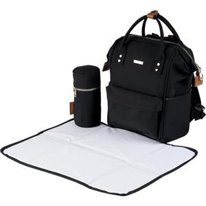 BabaBing! BABABING Mani Zaino Borsa fasciatoio Zaino grande con spallacci regolabili con fasciatoio staccabile e portabiberon isolato, Resistente alle intemperie, Nero