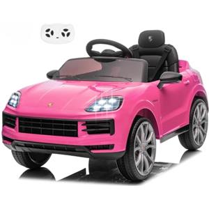 Mondial Toys Porsche Cayenne Macchina Elettrica per Bambini 12V con Telecomando Cintura a 3 Punti Fari a Led Bluetooth Auto Elettrica Full Optional Rosa