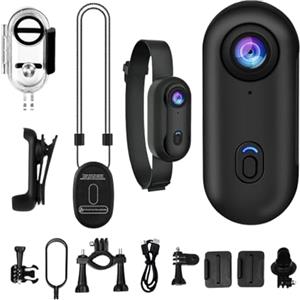 Quzente BodyCam indossabile con clip girevole a 360°, 1080p, mini telecamere, portatile, impermeabile, facile da usare per avventure, viaggi, passeggiate con animali domestici