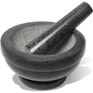 wenco Set di mortaio e pestello in granito Ø 16 cm - perfetto per tritare, macinare e preparare erbe, spezie, pesto - robusto utensile da cucina per la preparazione tradizionale