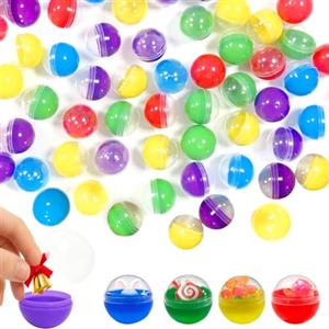 Coco Berming 100 Pezzi Palline Trasparenti Apribili, Palline della Lotteria, Capsule Trasparenti da Riempire 28mm, per Gumball Machine, Festa, DIY, Natale (Multicolore)