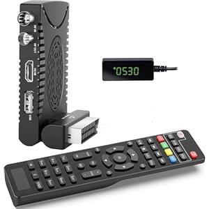 SQUADO Ricevitore Digitale Terrestre DVB-T2 HD 1080p con Uscita HDMI, Supporto H.265/HEVC 10 Bit, Telecomando Universale 2 in 1, Display LED