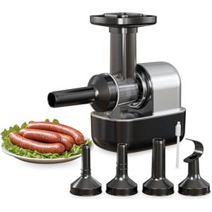 keerain Insaccatrice Elettrica per Salsicce con Tritacarne Elettrico, 3 Tubi per Insaccamento e 1 Tubo per Polpette, Macchina per Salsicce Fatte in Casa Adatta a Hot Dog, Manzo, Pollo e Maiale Meat Grinders
