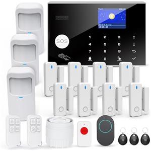 TUGARD Allarme Domestico Wireless WiFi, 20 Pezzi GSM 4G Sistema Antifurto di Sicurezza 120DB, Kit per la Casa, Compatibile con Alexa, Google Assistant