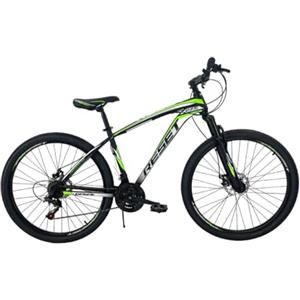 Generico Bicicletta Mountain Bike MTB Ragazzo 27.5 21V in Acciaio Nero e Verde Fluo